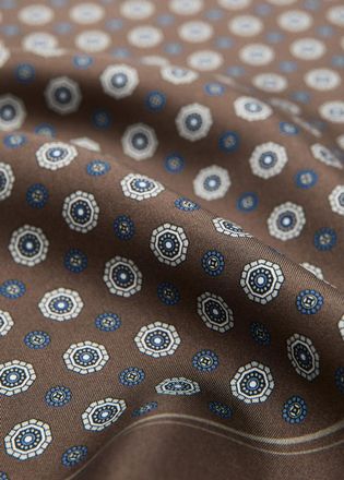 Mango Foulard 100% seta stampa marrone - Uomo - Taglia unica - MANGO MAN