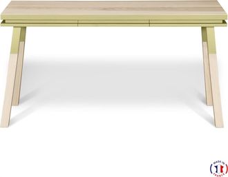 Mon Petit Meuble Français Escritorio rectangular de madera de fresno maciza 1 cajón, 140 cm