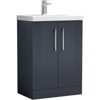 Nuie Nuie - Deco Floor Standing 2-Door Vanity Unit with Basin-1 600mm Wide - Satin Anthracite