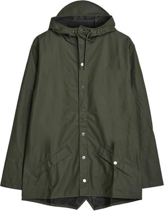 Rains Green Waterproof Hooded Rain Jacket, Size X-Large