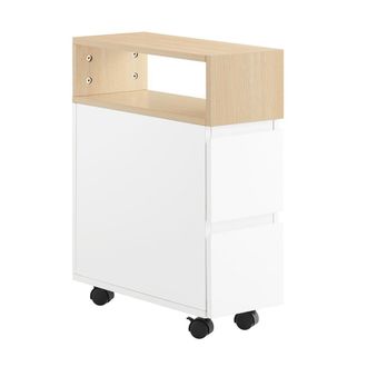 SoBuy Sobuy - Fbt155-wn Mesa Auxiliar Con Ruedas Carrito Con 2 Cajones 50 X 20 X 61 Cm