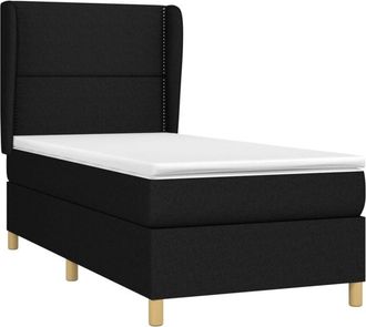 vidaXL Vidaxl - Cama Box Spring Con Colch&oacute;n Tela Negro 90x190 Cm