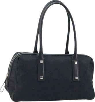 Ferragamo Pre-owned Handbags, female, Black, Size: ONE SIZE Pre-owned Canvas Hand Bag