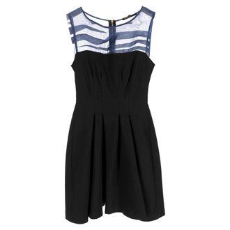 Maje geplooide mouwloze mini-jurk van zwart polyester
