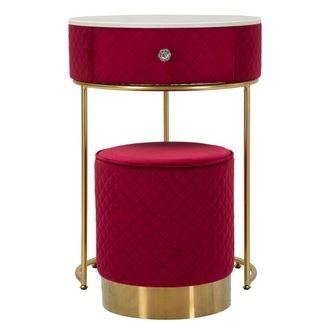 Mauro Ferretti Mesita de noche/tocador con puf de terciopelo cm &oslash; 52x70 - &oslash; 36x39