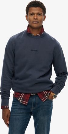 Superdry Sweatshirt SUPERDRY MICRO LOGO CREW, Herren, Gr. XXL, blau (blau knight), angeraute Sweatware, Obermaterial: 80% Baumwolle, 20% Polyester, unifarben, 