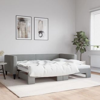 vidaXL Sof&aacute; Cama Nido Tela Gris Claro 90x190 Cm Vidaxl