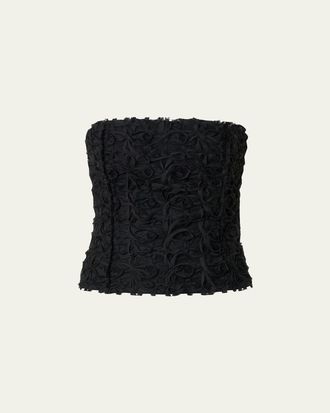 Akris 3D Floral Embroidered Bustier Top