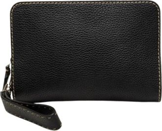 Fendi Pre-owned Wristlet Pouch - Dames - Vintage Clutch - Zwart - ONE Size - Leer - Vintage