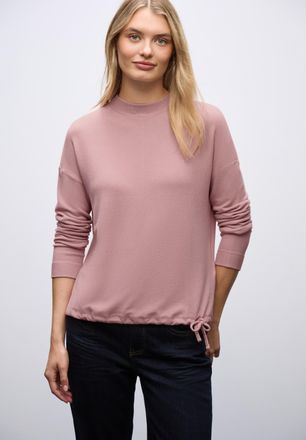 Street One Langarmshirt STREET ONE, Damen, Gr. 42, powder pink meliert, Jersey, Obermaterial: 80% Viskose, 15% Polyester, 5% Elasthan, meliert, regular fit norma