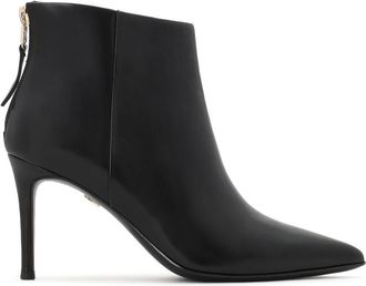 Kazar Schoenen, Dames, Zwart, 39 EU, Leer, Zwarte leren stiletto laarzen met rits aan de achterkant