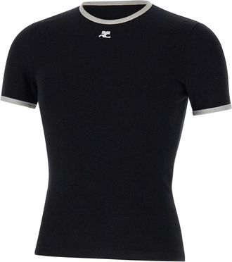 Courr&egrave;ges Signature Contrast T-shirt - Heren - T-shirts - Zwart - XL - Katoen - Tops