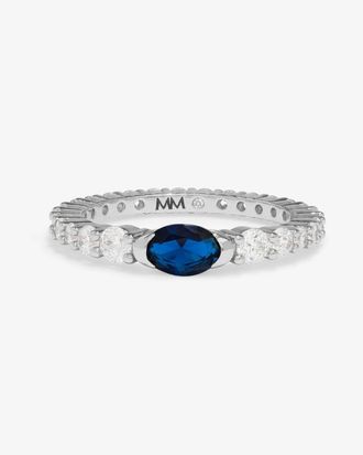 Melinda Maria Womens Maven Ring In Silver Blue Sapphire