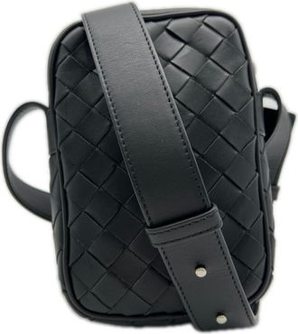 Bottega Veneta Intrecciato Black Leather Shoulder Bag Sling Bag (Pre-Owned)