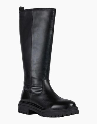 Geox Womens Geox Womens/Ladies D Iridea C Leather Knee-High Boots - Black - Size: 7.5