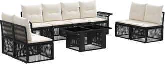 vidaXL Conjunto De Sof&aacute;s De Jard&iacute;n 9 Uds. Negro Y Blanco Crema Vidaxl