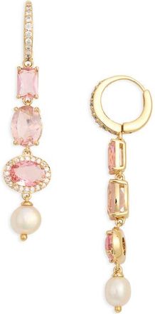 Nadri Maiden Linear Drop Earrings in Gold/pink at Nordstrom