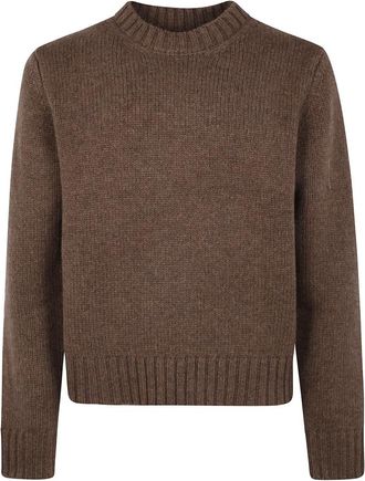 STUDIO NICHOLSON 3GG Neat Fit Crew Neck Sweater - Heren - Ronde hals truien - Bruin - L - Truien & Vesten