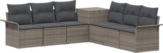 vidaXL Juego De Sof&aacute; 7 Uds. Gris Y Gris Oscuro Rat&aacute;n Sint&eacute;tico Y Acero Vidaxl