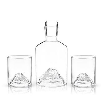 Viski Mountain 3-Piece Crystal Liquor Decanter and Tumbler Set in Clear at Nordstrom