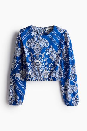 H&M Bluse mit definierten Schultern - Knallblau/Paisleymuster