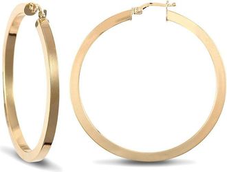 Jewelco London 9ct Gold Square Tube 3mm Hoop Earrings 45mm - JER458D