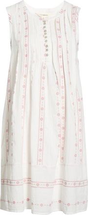 Lucky Brand Sleeveless Embroidered Pintuck Dress in Cream at Nordstrom, Size Xx-Large