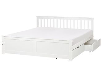 Beliani Cama matrimonial de madera blanco 180x200