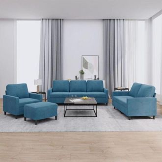 vidaXL Vidaxl - Set di Divani 4 pz con Cuscini Blu in Velluto