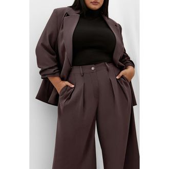 City Chic Abbie Ruched Sleeve Blazer in Chocolate at Nordstrom, Size Xxxs