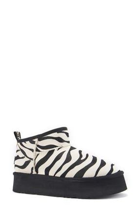 Australia Luxe Cosy Genuine Shearling Zebra Ultra Platform Bootie in Zebra Mono at Nordstrom Rack, Size 6