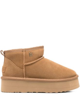 Keys platform suede boots - women - Calf Suede/Fabric/Rubber - 40 - Neutrals