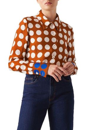 L.k. Bennett Elise Polka Dot Woven Top in Gold Multi at Nordstrom, Size 8 Us