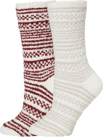 Barefoot Dreams Cozychic (r) Checkered Stripe Womens Sock Set Womens Sock Crimson/Stone, Jacquard/Polyester