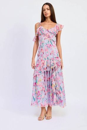 En Saison Alyssa Maxi Dress In Periwinkle Fuchsia