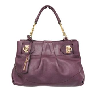 Ferragamo Pre-owned Gancini Handtas - Dames - Pre-owned - Paars - Maat: ONE Size Leer