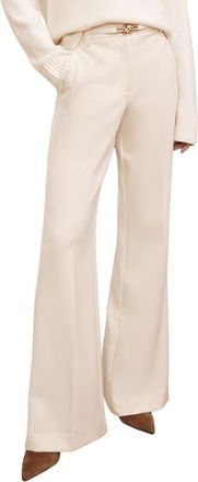 Reiss Leona Belted Flare Hem Pants in Cream at Nordstrom, Size 14 Us