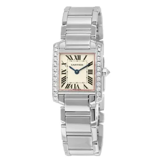 Cartier Pre-owned Cartier Tank Francaise Silver Grained Dial Ladies Watch WE1002S3