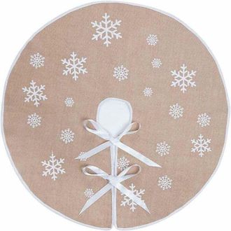 OEM Falda Para &Aacute;rbol De Navidad, Falda De Arpillera Para &Aacute;rbol De Navidad Con Copos De Nieve Blancos, Adornos Navide&ntilde;os (caqui, 75 Cm) - Crezuo