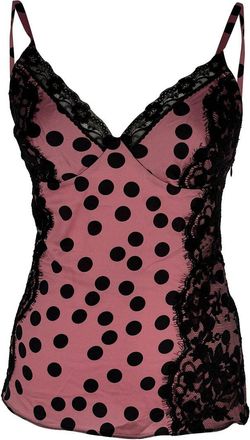 Dolce & Gabbana Polka Dot Lace Trimmed Blouse, Size Eu 40 (Authentic Pre- Loved)