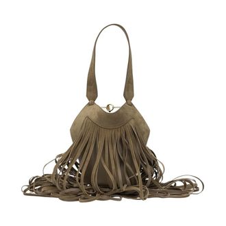 Khaite Nano Lotus Fringe kleine schoudertas - Dames - Tassen - Beige - Maat: ONE Size Leer
