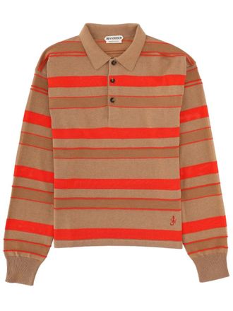 J.W.Anderson Striped Long-Sleeve Polo Shirt With Classic Collar And Ribbed Cuffs