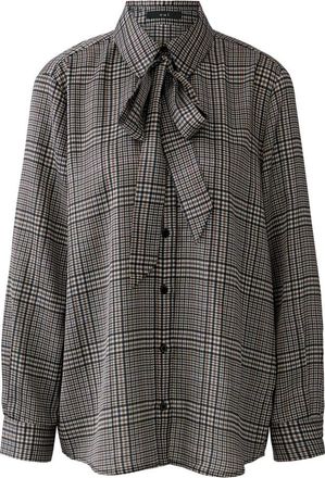 Oui Blusa con cuello de lazo - Blouses & Shirts - Mujer - Marr&oacute;n - XS