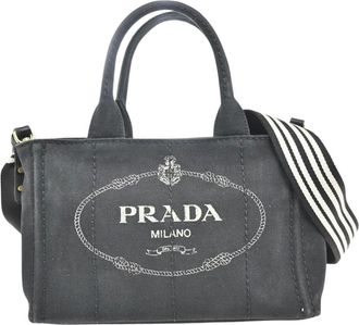 Prada Pre-owned Tote Bags, female, Black, Size: ONE SIZE Pre-owned Vintage Canvas Tote Bag
