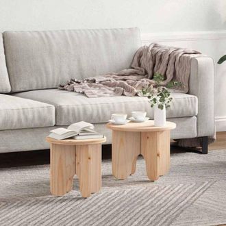 vidaXL Vidaxl - Coffee Table 2 pcs Natural 39.5 x 39.5 x 30 cm Solid Pine wood