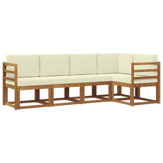 vidaXL Conjunto De Sof&aacute;s De Exterior Con Coj&iacute;n 5 Pcs Natural Y Crema Vidaxl