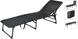 OEM No Disponible 90555 Tumbona Plegable Met&aacute;lica Negra, Multicolor, Est&aacute;ndar