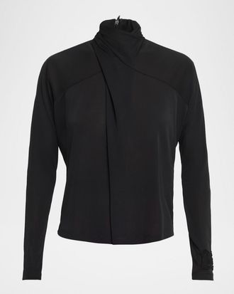 Versace Jeans Couture Crisscross Draped Long-Sleeve Top