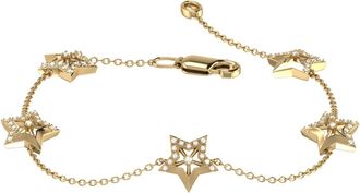 LuvMyJewelry Lucky Star Sterling Silver Diamond Bracelet