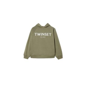 Twinset Hoodies, female, Green, XS, Cotton Raglan Sleeve Hoodie